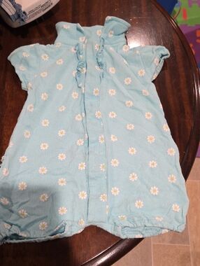 Magnificent Baby Light Blue Daisy Short Sleeve Romper